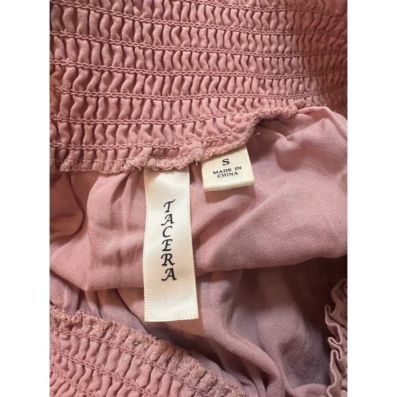 Tacera Off the Shoulder Dress Small Boho Sheath Pink Cap Sleeve Casual - Picture 5 of 5